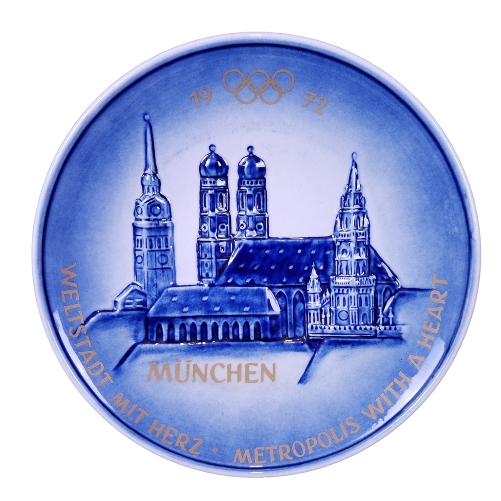 Vintage Goebel 1972 Munich Olympic Games Plate Metropolis With a Heart 7 3/8"